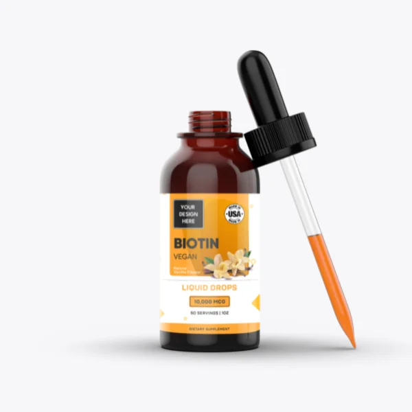 Vegan Biotin Liquid Drops 10,000mcg- Natural Vanilla Flavor